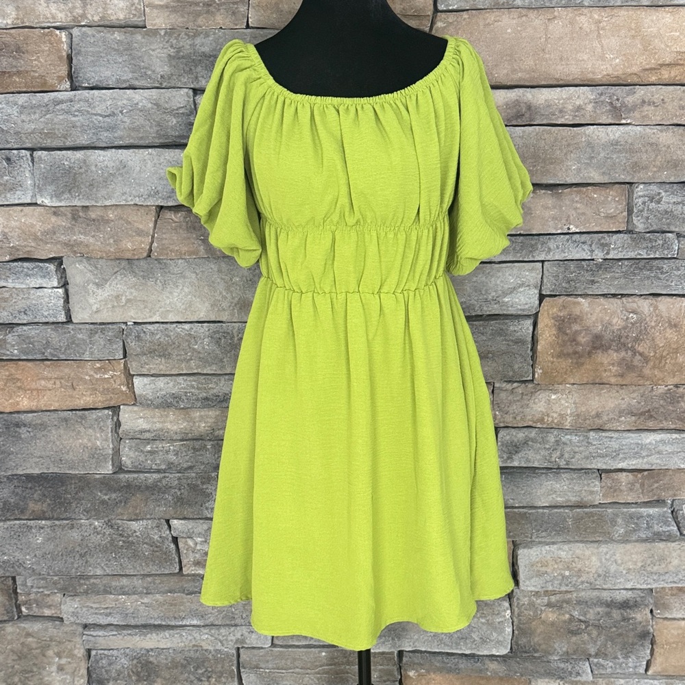 NWT Lime Green Off-Shoulder Dress